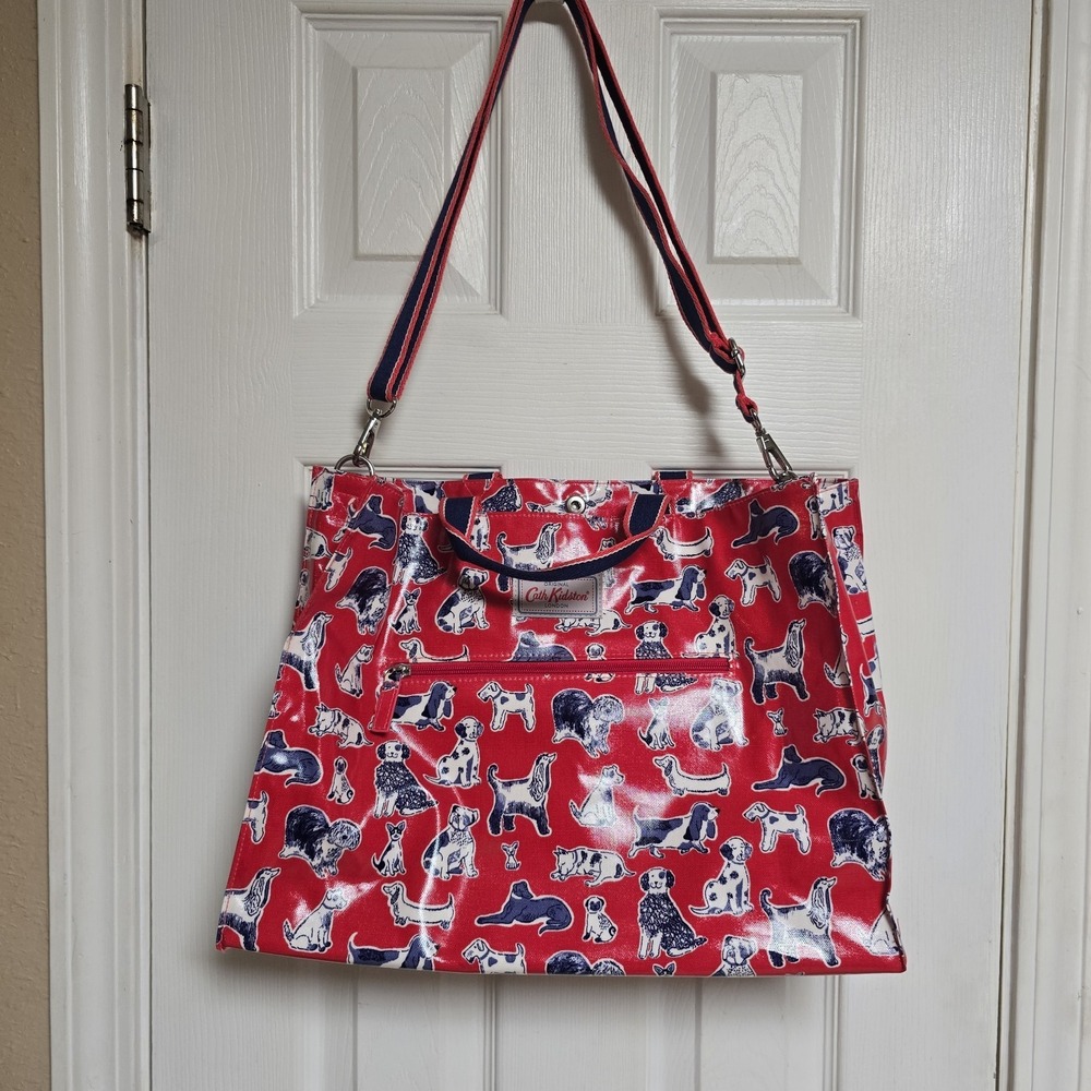 Cath Kidston Tote Shoulder Bag, Red, Dog Pattern